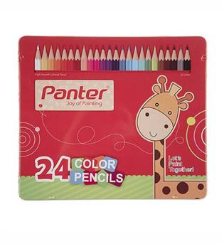 مداد رنگی 24 رنگ جعبه فلزی تخت پنتر