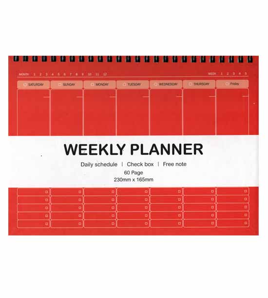 پلنر دفتر برنامه ریزی سیمی weekly planner قرمز همیشه