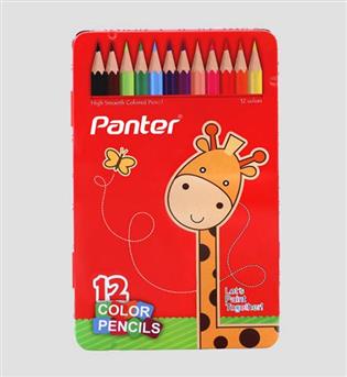 مداد رنگی 12 رنگ جعبه فلزی تخت پنتر