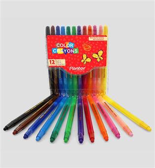 پاستل - مداد شمعی با غلاف چرخشی 12 رنگ پنتر 101